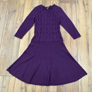 Nine West Deep Purple Eggplant Sweater Knit Dress